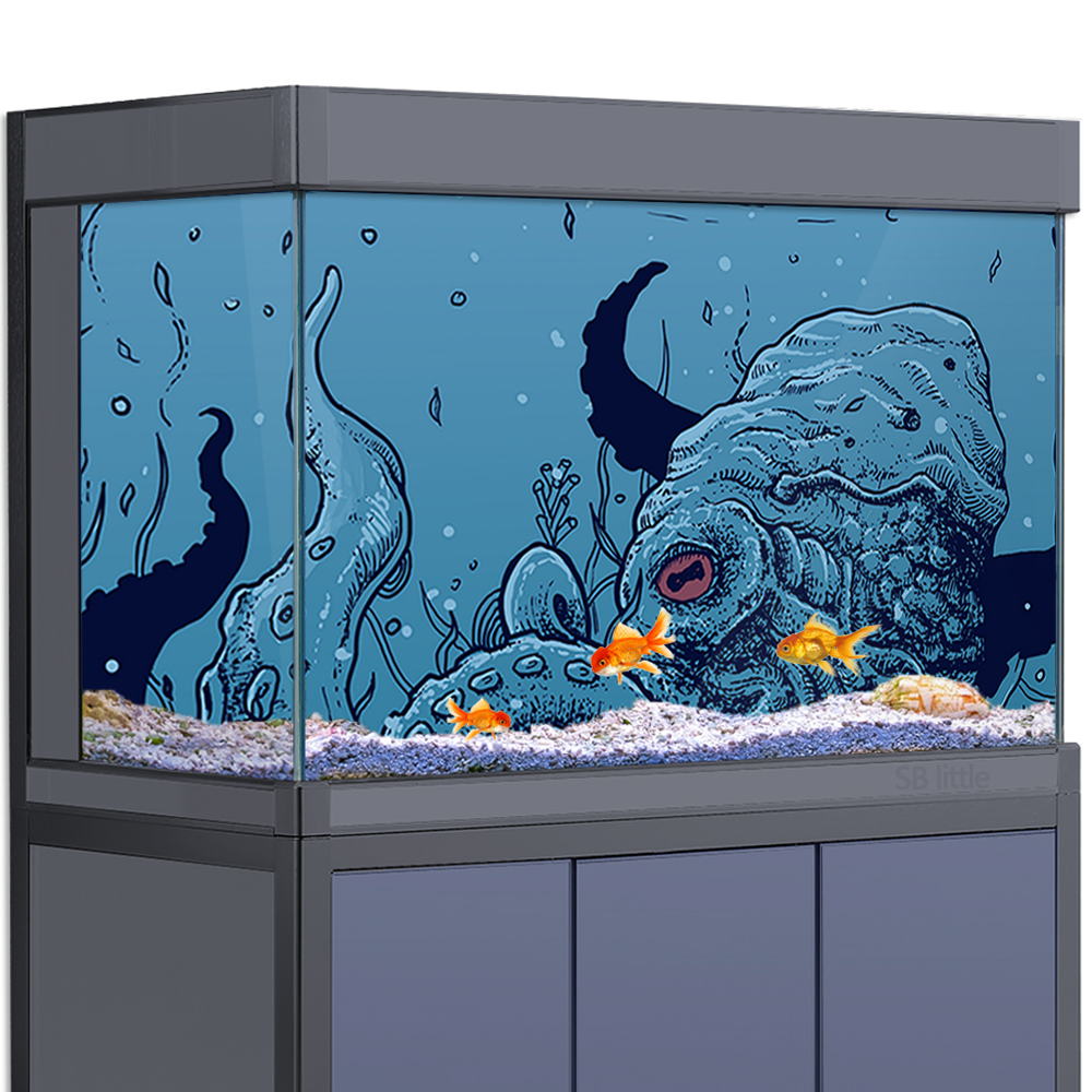 Aquarium Background Sticker -  - Aquarium Fish Monster ulasan dan harga