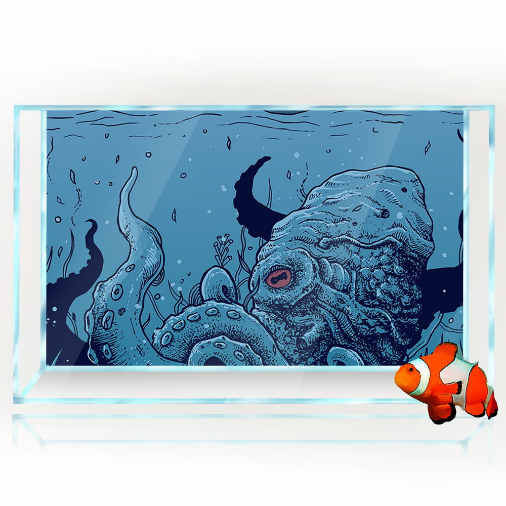 Aquarium Background Sticker -  - Aquarium Fish Monster ulasan dan harga