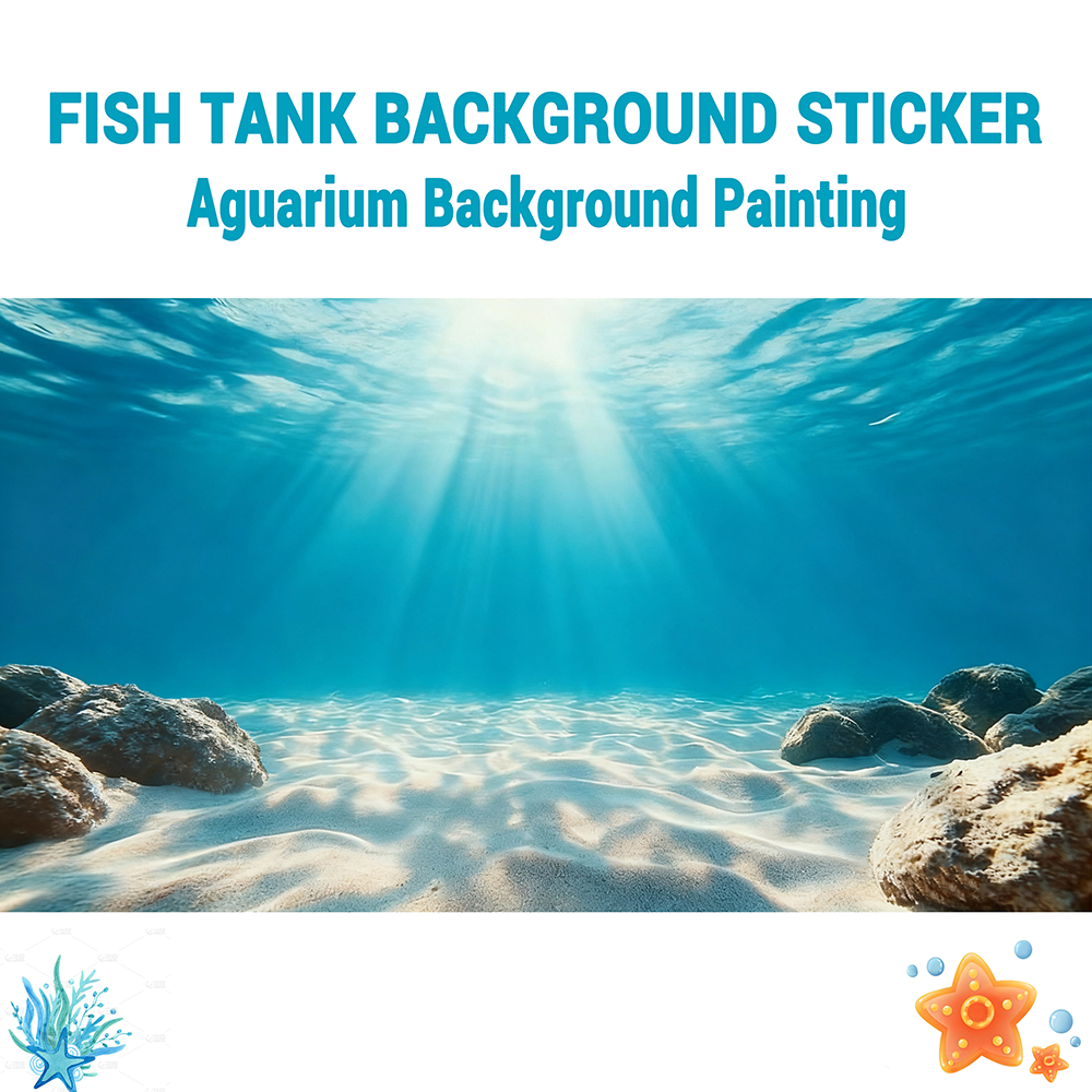 Blue sea clear sand，Fish tank  - Aquarium Fish Poster ulasan dan harga